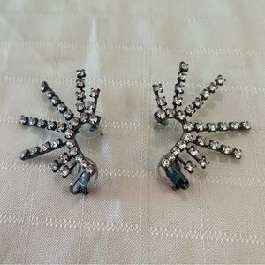 Reitmans Silver and Crystal Fan Earrings